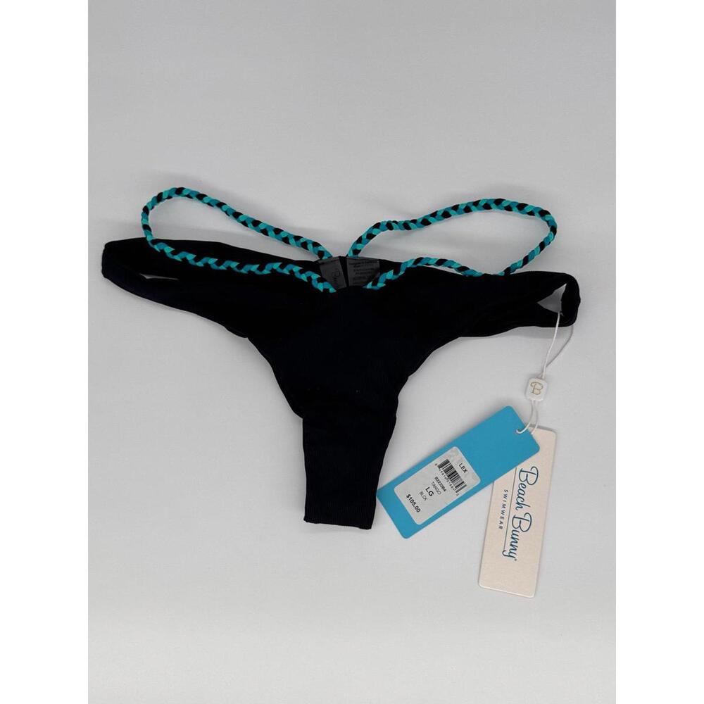 Women's Beach Bunny "Lex" Bikini Bottoms Tango Size Large Black Teal